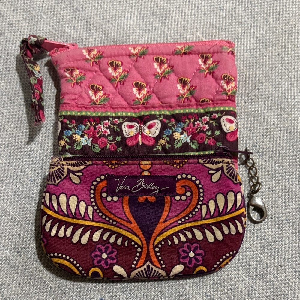 2 Vera Bradley Pink and Purple Floral Cosmetic Bag
